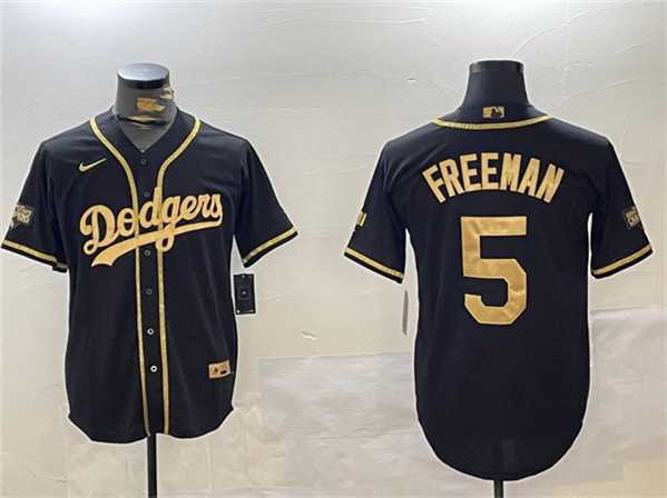 Men%27s Los Angeles Dodgers #5 Freddie Freeman Black Gold 2024 World Series Champions Limited Stitched Jersey->los angeles dodgers->MLB Jersey